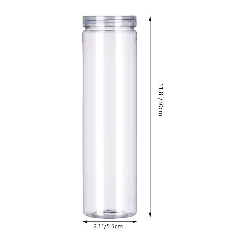 FEOOWV Set of 3Pcs Clear Plastic Food Storage Jar with Lid, Round Transparent Skinny Storage Container for Spaghetti, Pasta and Dry goods(2.1" Diameter x 11.8" Height) - Image 2